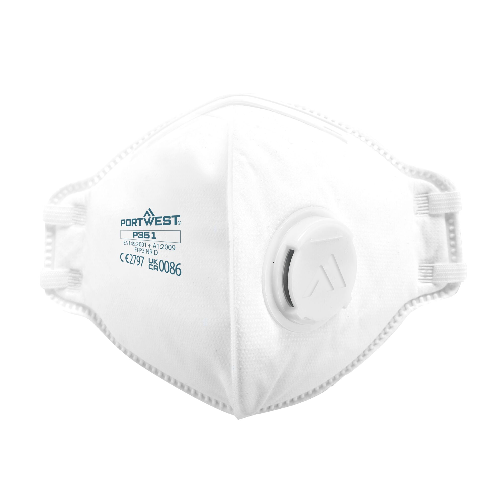 Portwest FFP3 Valved Dolomite Fold Flat Respirator, White